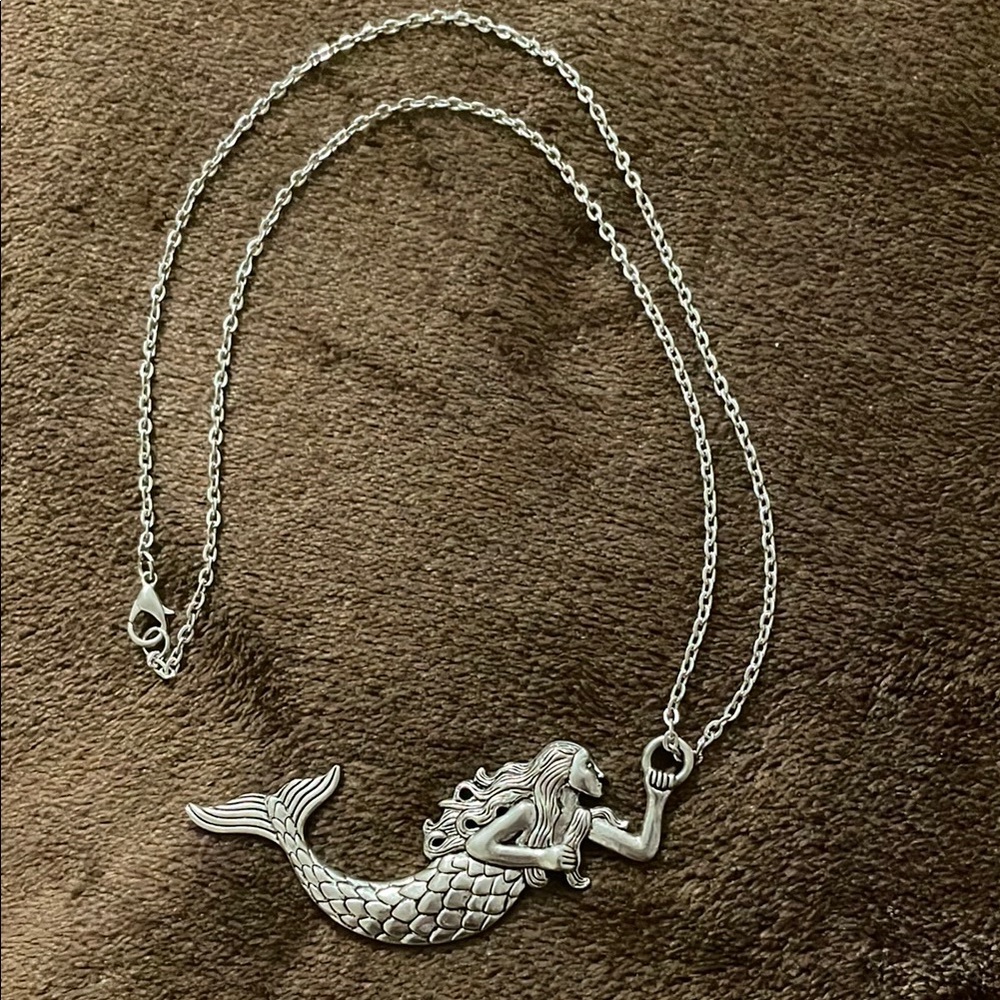 Whimsical Silver Mermaid Necklace